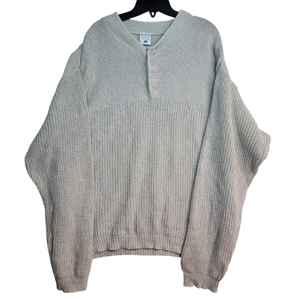Columbia Sportswear Mens Sweater XXL 100% Cotton Beige Henleys Casual